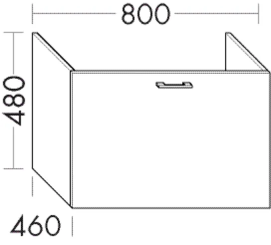 Waschtischunterschrank Sys30 von burgbad – 1 Auszug, 800 mm breit, 480 mm hoch, 460 mm tief