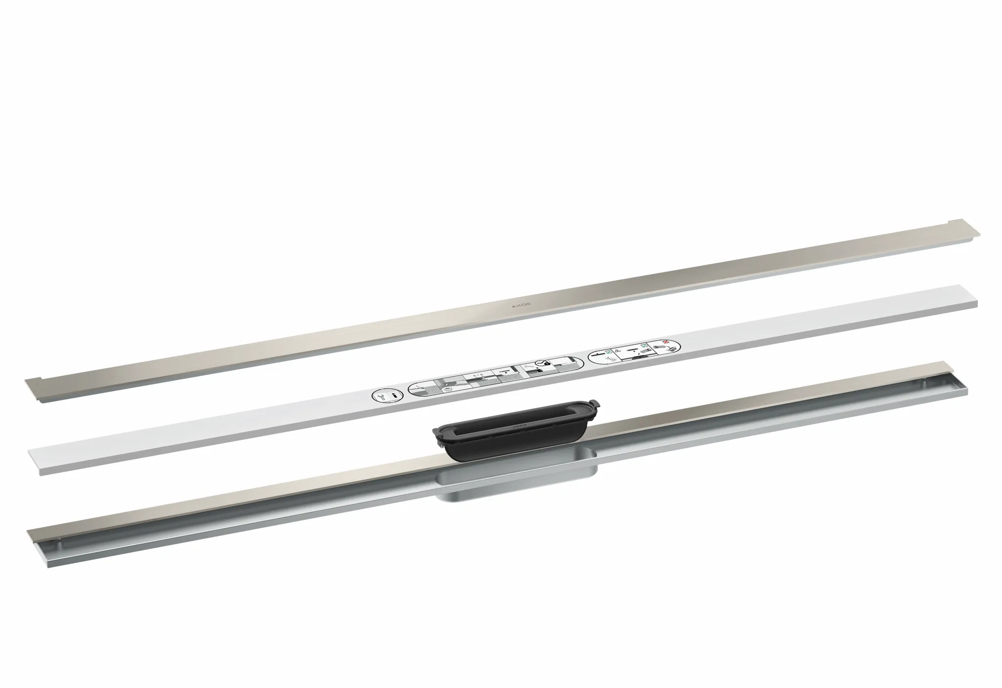Hansgrohe AXOR Drain Fertigset Duschrinne 1200 mm Edelstahl wandangebunden Hansgrohe AXOR Drain Fertigset Duschrinne 1200 mm Edelstahl wandangebunden