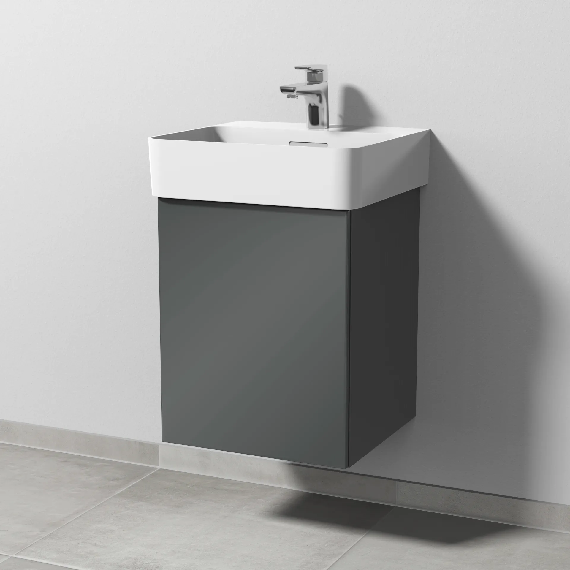 Sanipa Waschtischunterschrank „3way“ passend zu Keramik-Waschtische VAL von Laufen 410 × 520 × 397 mm in Anthrazit (glanz), Anschlag links Sanipa Waschtischunterschrank „3way“ passend zu Keramik-Waschtische VAL von Laufen 410 × 520 × 397 mm in Anthrazit (glanz), Anschlag links