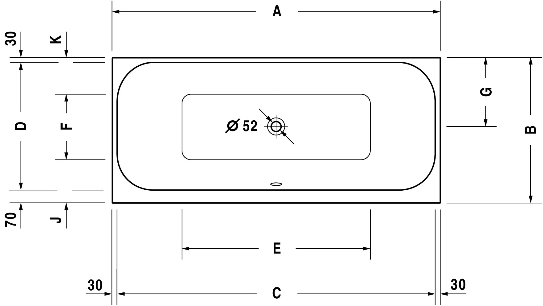 Duravit Badewanne „Happy D.2“ rechteck 180 × 80 cm