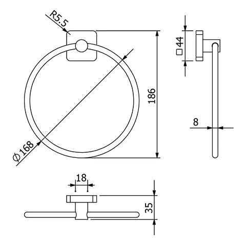 Kludi VELA S Handtuchring Brushed Gunmetal