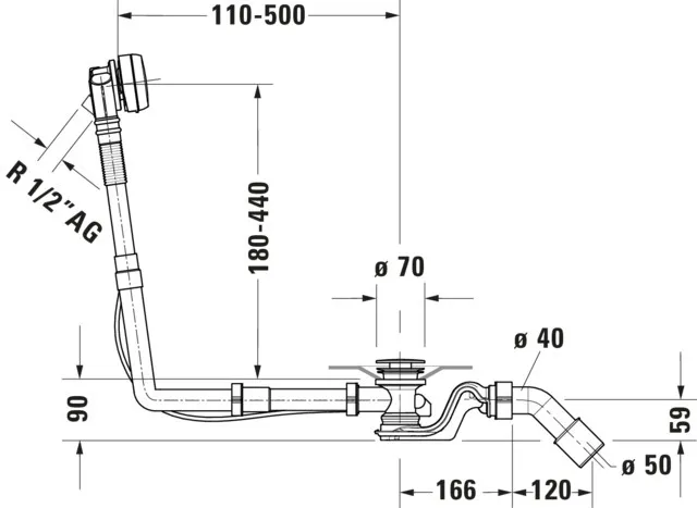 Duravit Ab- und Überlaufgarnitur für Badewannen mit Zulauf Modell 792205