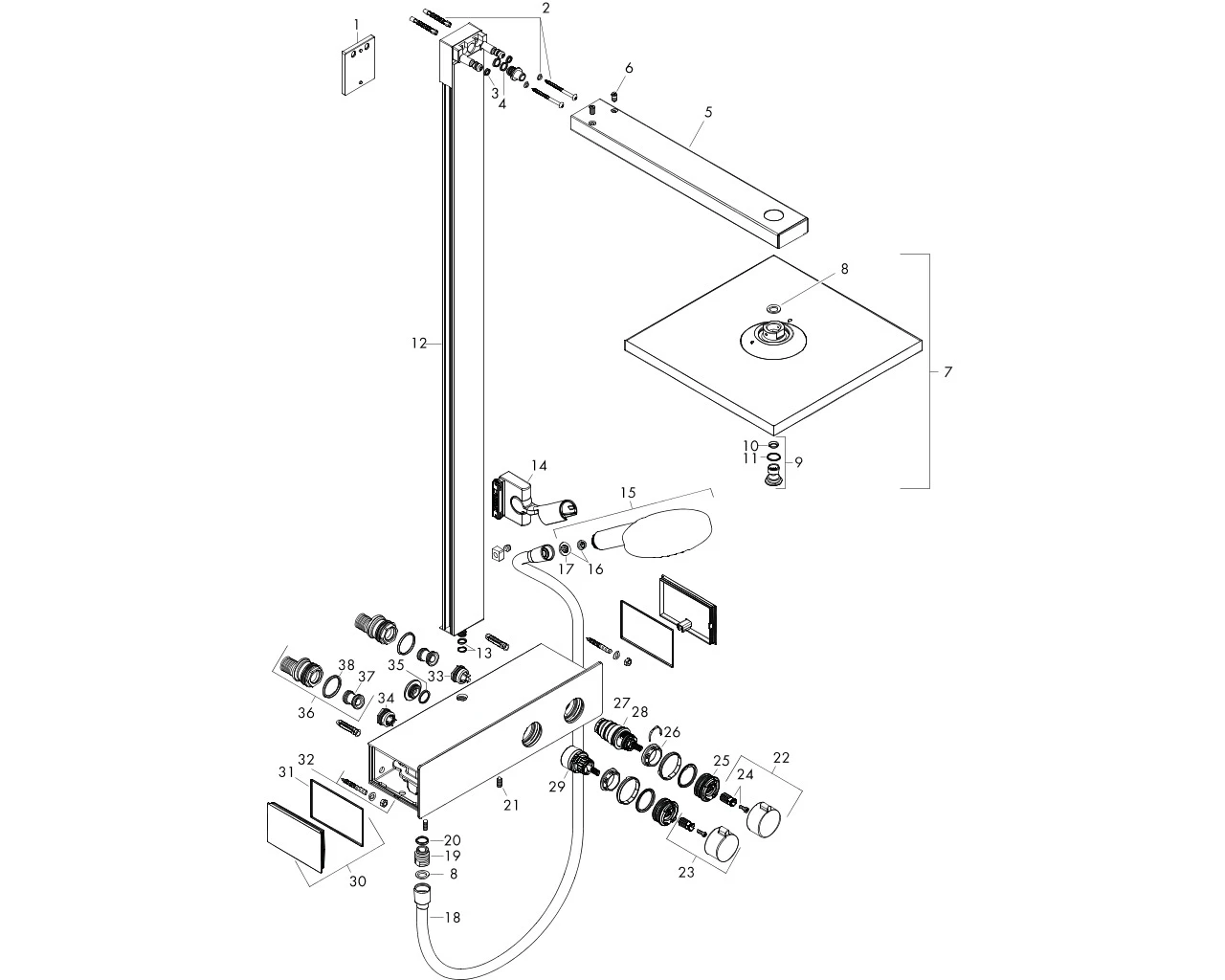 Showerpipe Raindance E 300 1jet 350 ST EcoSmart 9 l/min chrom