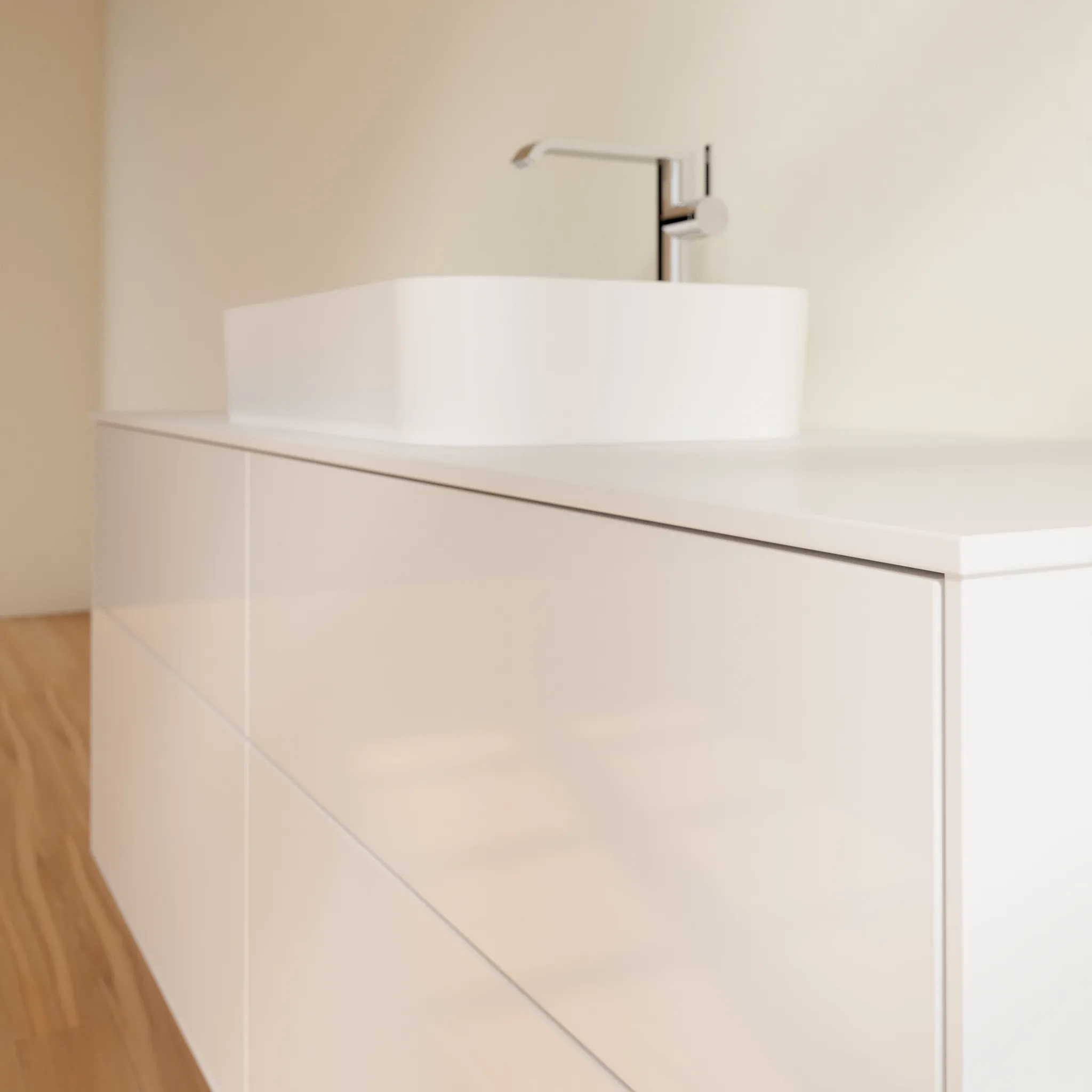 Villeroy & Boch Waschtischunterschrank „Finion“ für Schrankwaschtisch 1600 × 603 × 501 mm Glossy White Lacquer, für Becken mittig, mit Hahnlochbohrung