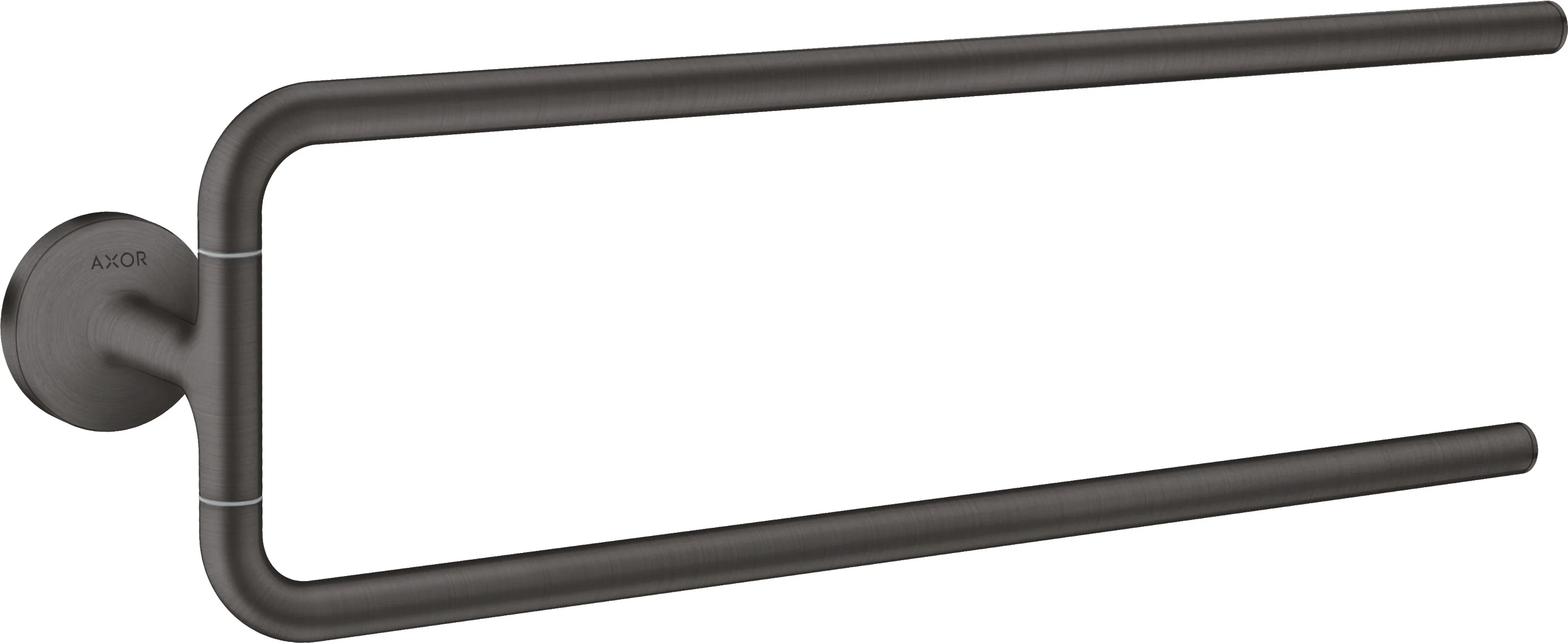 Hansgrohe AXOR Universal Circular Handtuchhalter zweiarmig, Brushed Black Chrome, 490 mm Länge, schwenkbar, Wandmontage mit verdeckter Befestigung Hansgrohe AXOR Universal Circular Handtuchhalter zweiarmig, Brushed Black Chrome, 490 mm Länge, schwenkbar, Wandmontage mit verdeckter Befestigung