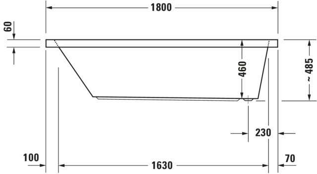 Duravit Badewanne „Starck“ rechteck 180 × 90 cm, Fußablauf 