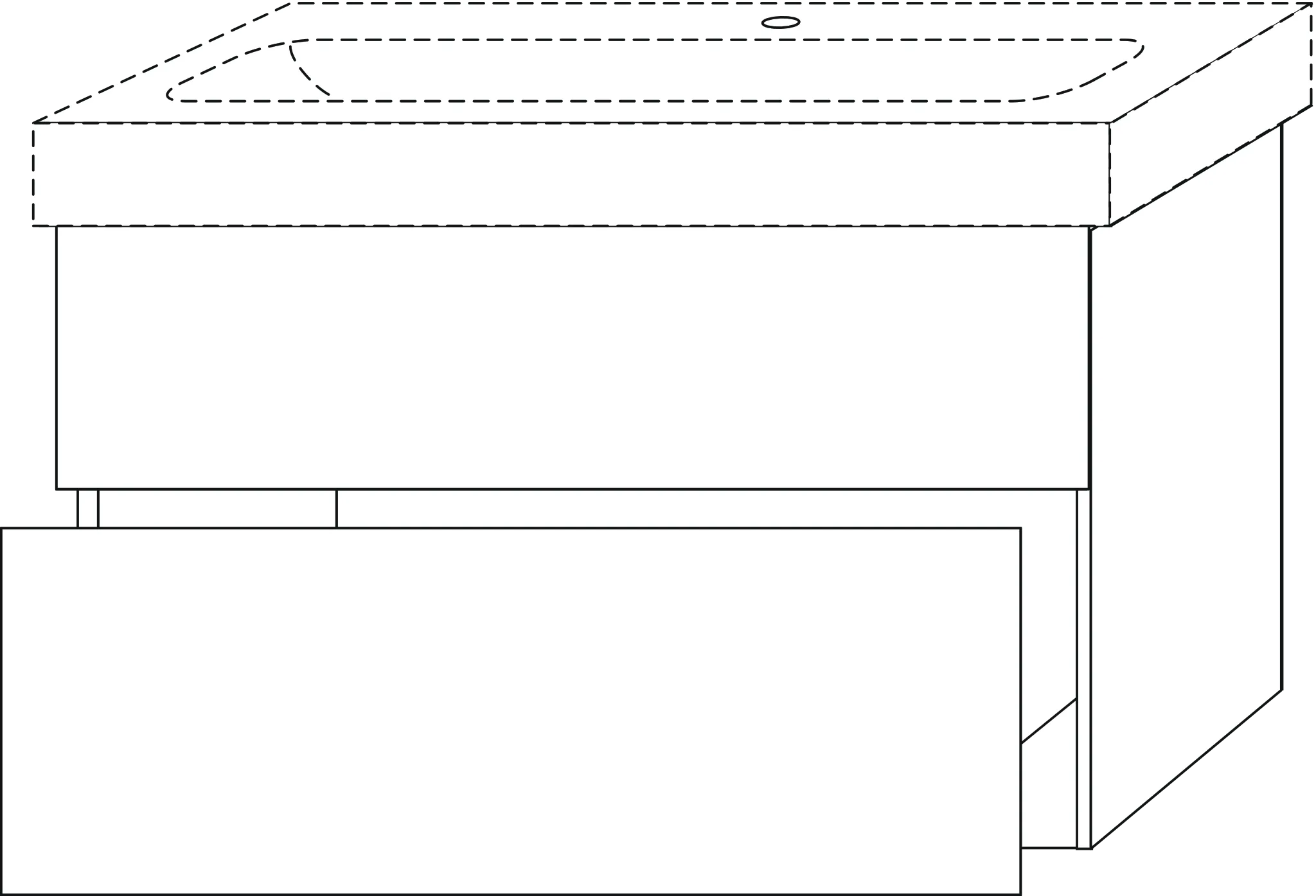 Waschtischunterbau mit Auszügen 3way (BP994) 593x830x442 Graphit-Matt