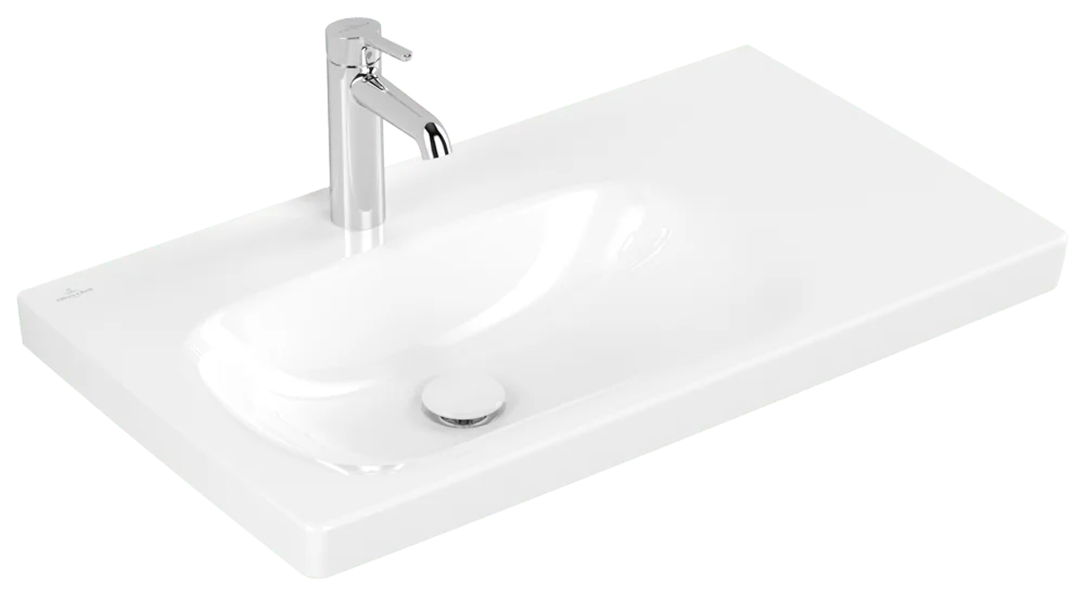 Villeroy & Boch Skyla Schrankwaschtisch TitanCeram 800x460mm Rechteck BP li 1HL. o. ÜL. Weiß Alpin