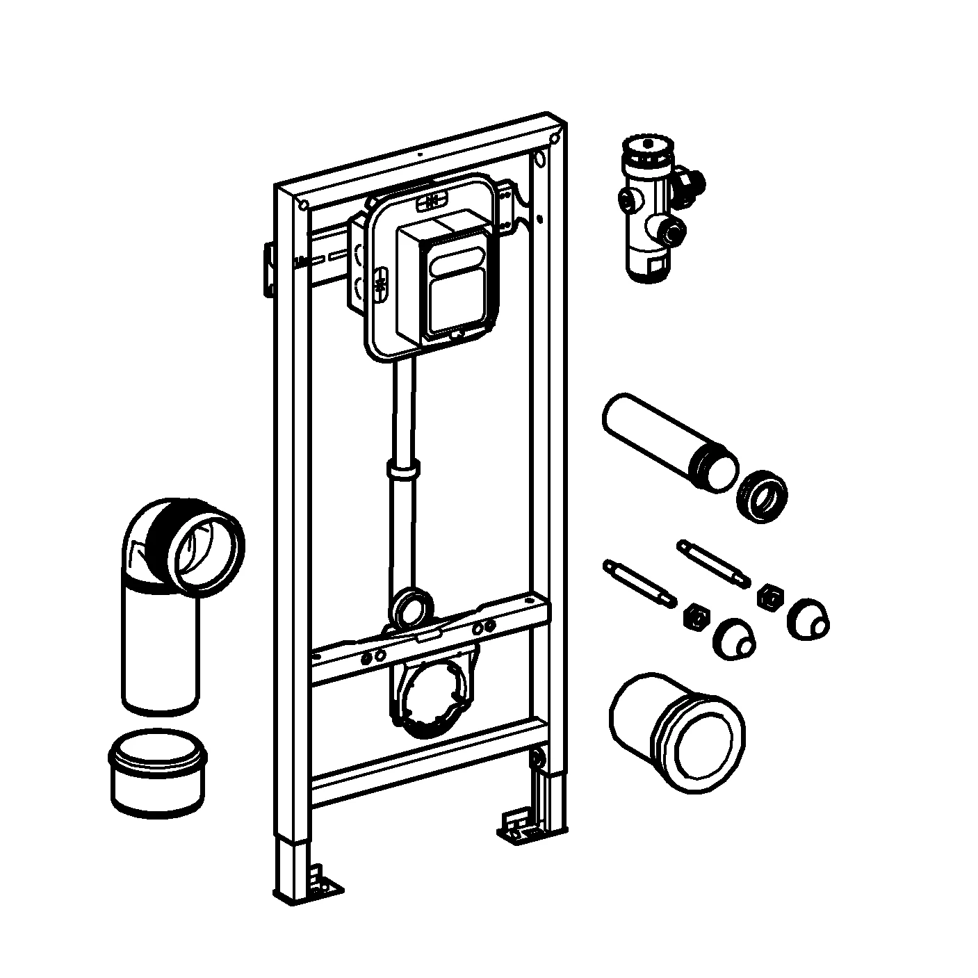 Wand-WC-Element Rapid SL 38519_1, 1,13 m Bauhöhe, mit WC-Druckspüler 6-9l, für Vorwand- oder Ständerwandmontage