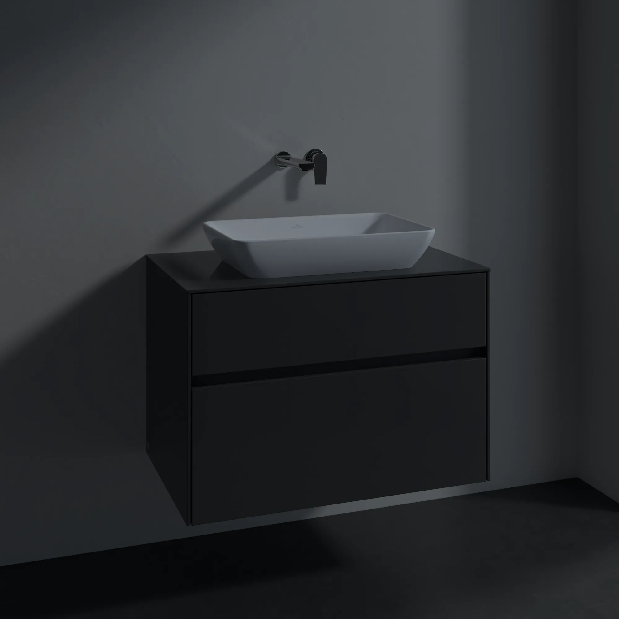 Villeroy & Boch Waschbeckenunterschrank Collaro C10800, Eckig Glossy Grey, 800x548x500mm, 39kg, Wandmontage, 2 Auszüge mit SoftClosing, 1 Waschbecken mittig Villeroy & Boch Waschbeckenunterschrank Collaro C10800, Eckig Glossy Grey, 800x548x500mm, 39kg, Wandmontage, 2 Auszüge mit SoftClosing, 1 Waschbecken mittig