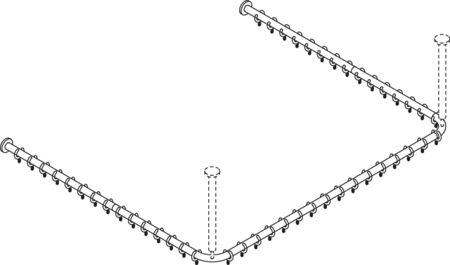HEWI Duschvorhangstange „Serie 801“ 150 × 153,7 cm