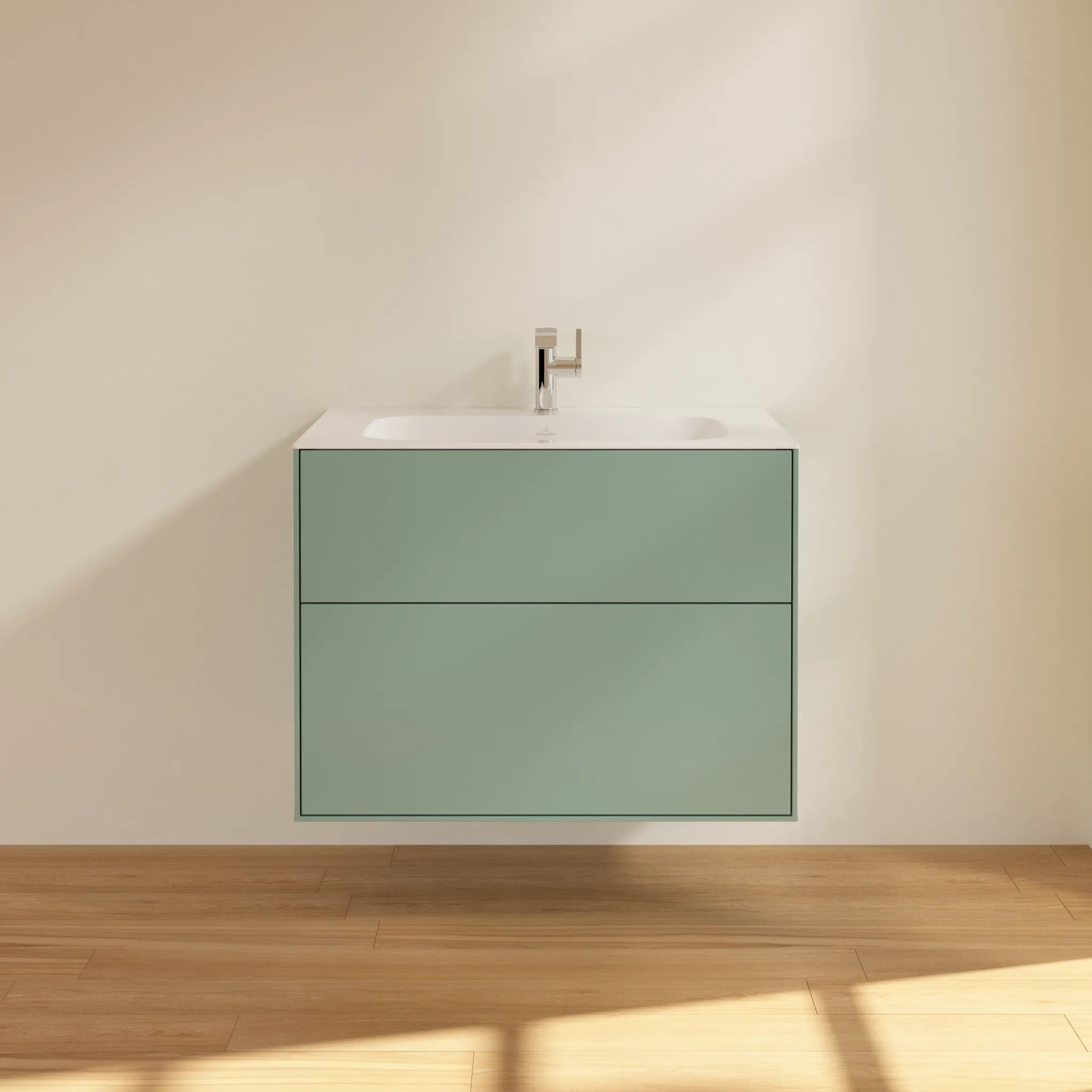 Villeroy & Boch Waschtischunterschrank „Finion“ für Schrankwaschtisch 796 × 591 × 498 mm Olive Matt Lacquer, für Becken mittig