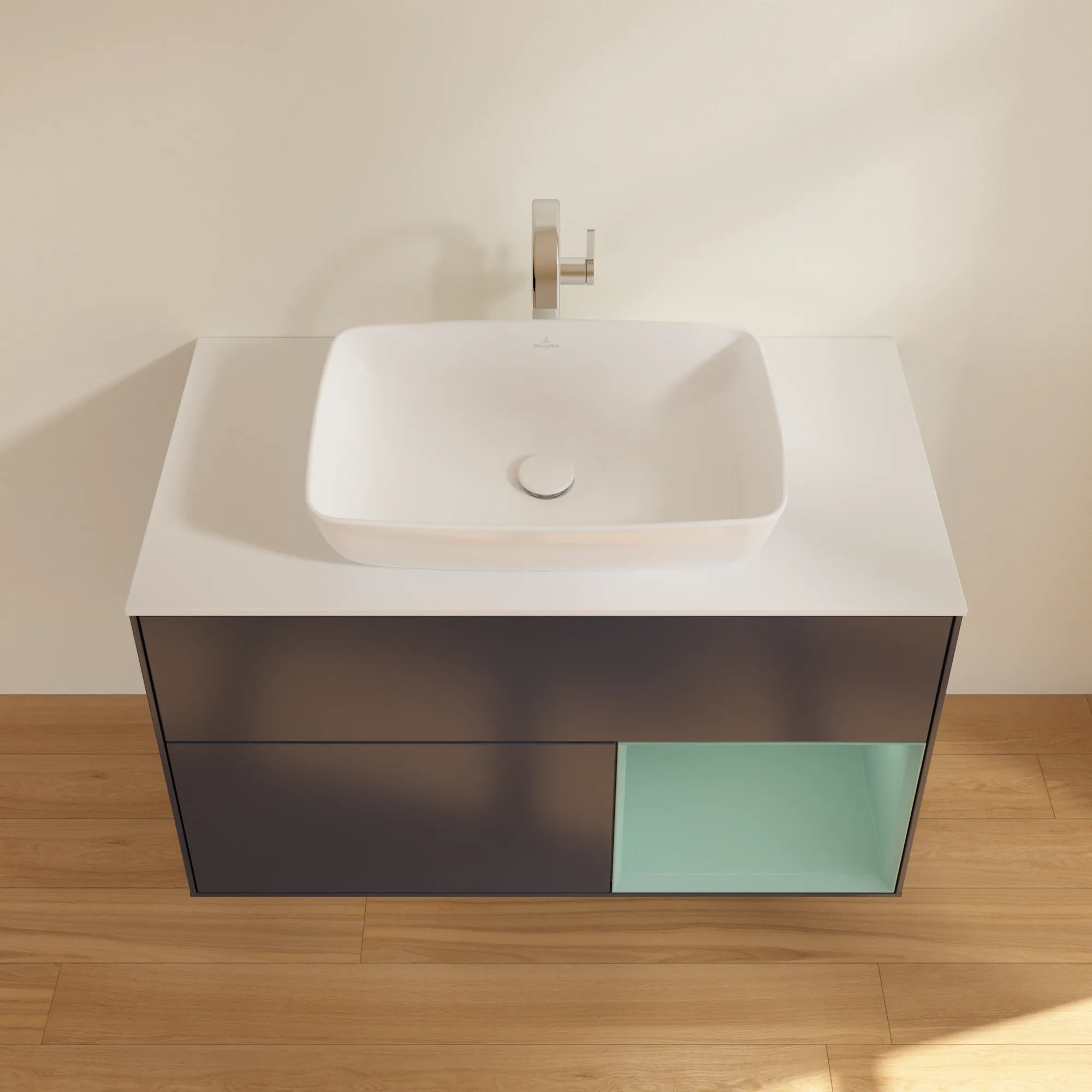 Villeroy & Boch Waschtischunterschrank „Finion“ für Schrankwaschtisch 1000 × 603 × 501 mm Midnight Blue Matt Lacquer, für Becken mittig, mit Hahnlochbohrung Villeroy & Boch Waschtischunterschrank „Finion“ für Schrankwaschtisch 1000 × 603 × 501 mm Midnight Blue Matt Lacquer, für Becken mittig, mit Hahnlochbohrung