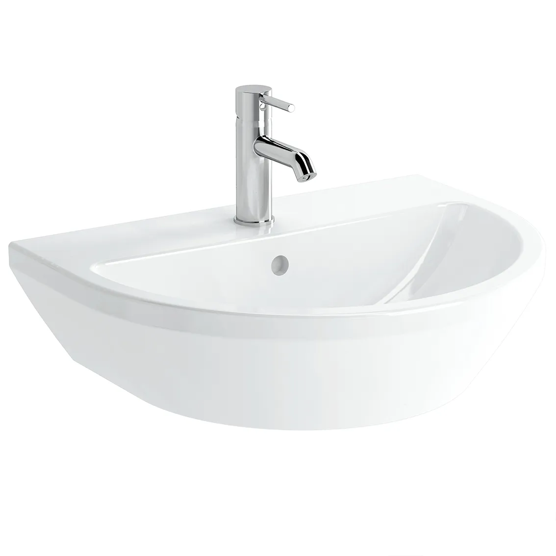 VitrA Integra Waschtisch 60 x 47 cm rund mit Hahnloch und Überlauf Weiß Hochglanz