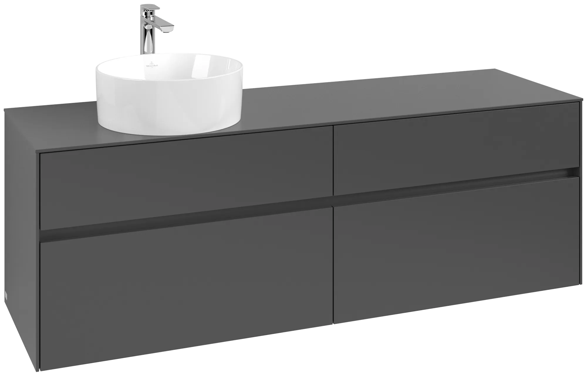 Villeroy & Boch Waschtischunterschrank „Collaro“ 1600 × 548 × 500 mm Graphite, mit Beleuchtung, für Becken links