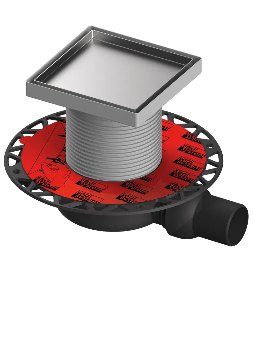 drainpoint S 116 Ablaufset superflach mit Seal System Universalflansch, befliesbare Fliesenmulde ″plate″ 150 mm