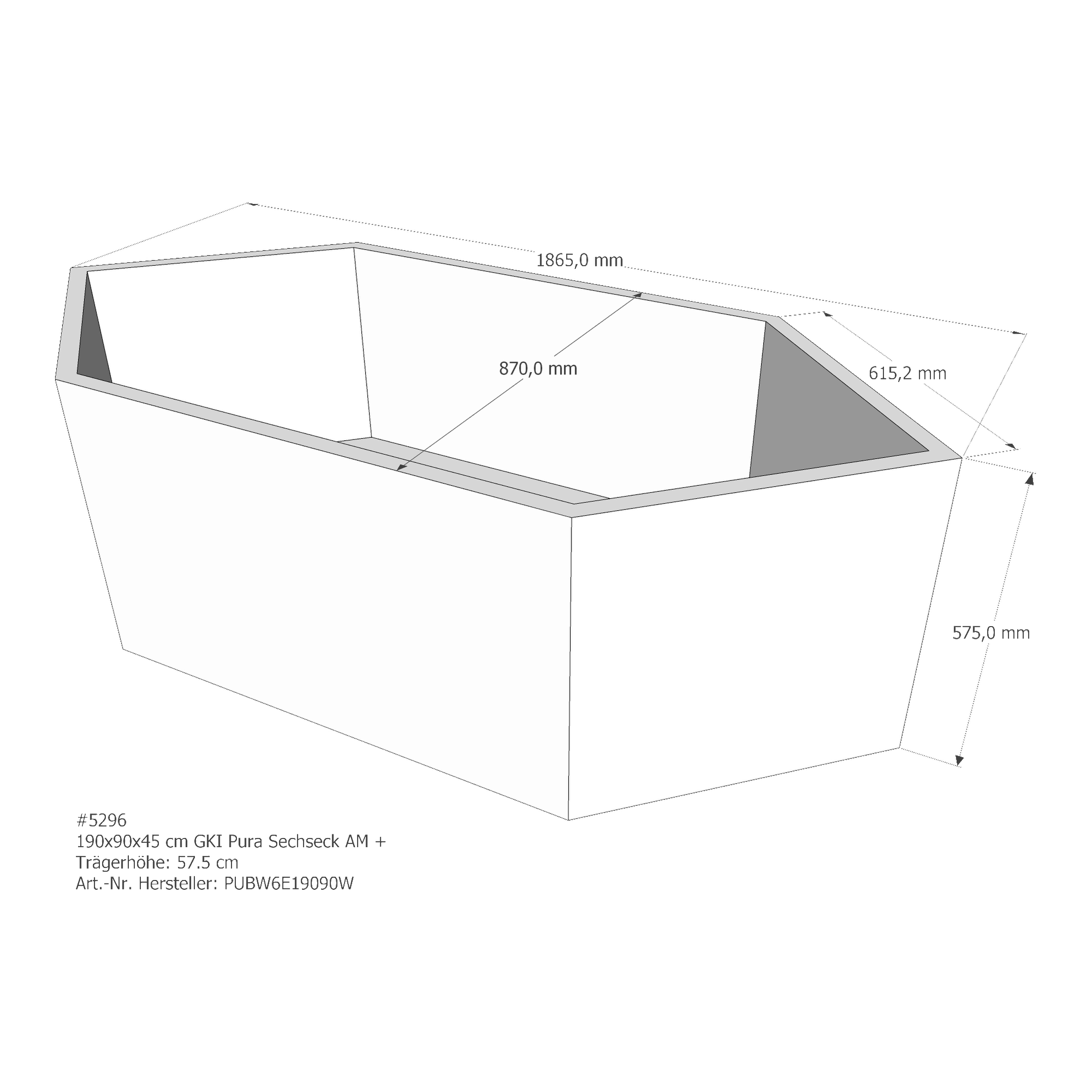 Duschwannenträger für GKI Pura 190 × 90 × 45 cm