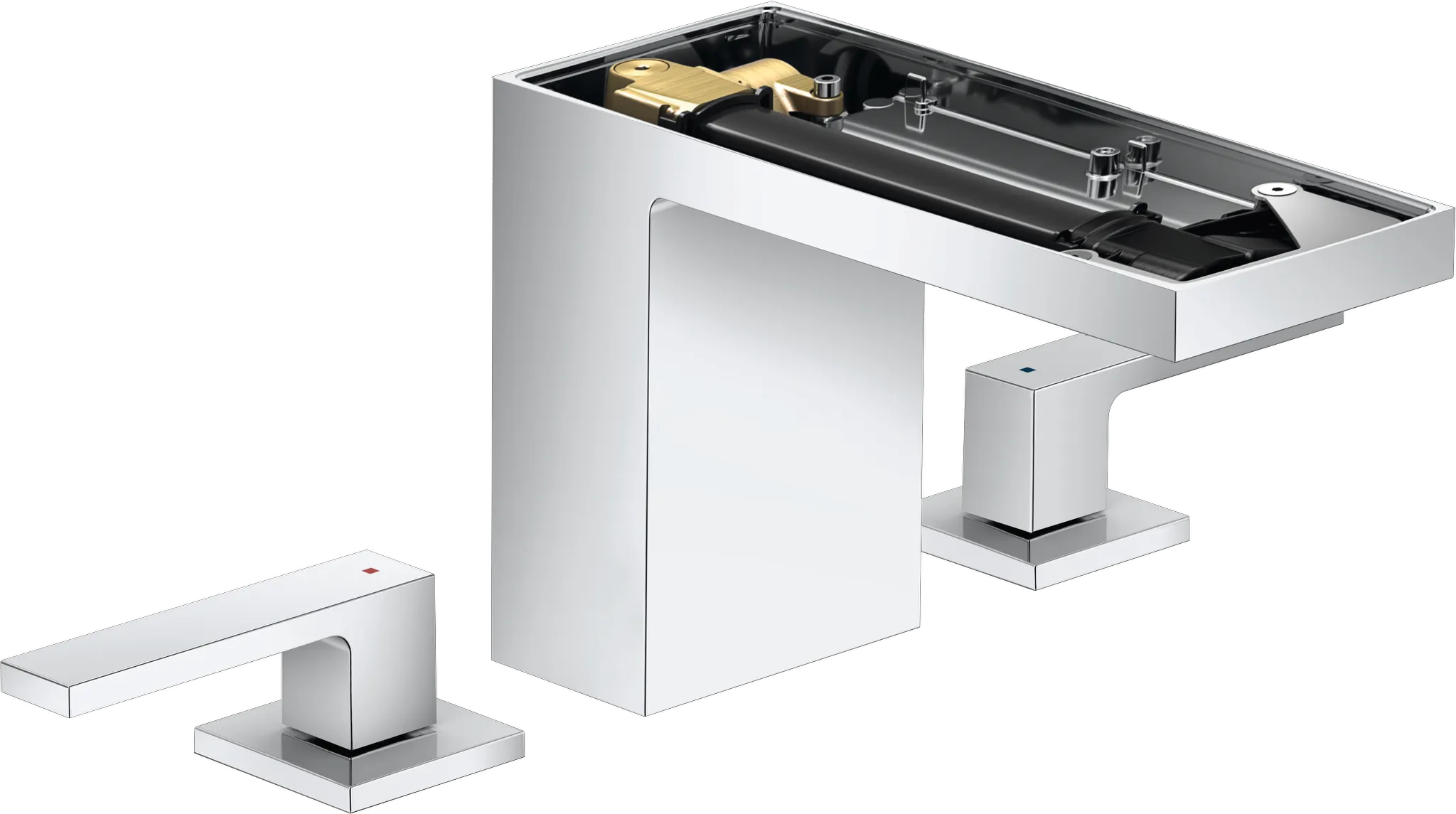 Hansgrohe AXOR MyEdition 3-Loch Waschtischarmatur 110 mit Push-Open Ablaufgarnitur Chrom Hansgrohe AXOR MyEdition 3-Loch Waschtischarmatur 110 mit Push-Open Ablaufgarnitur Chrom