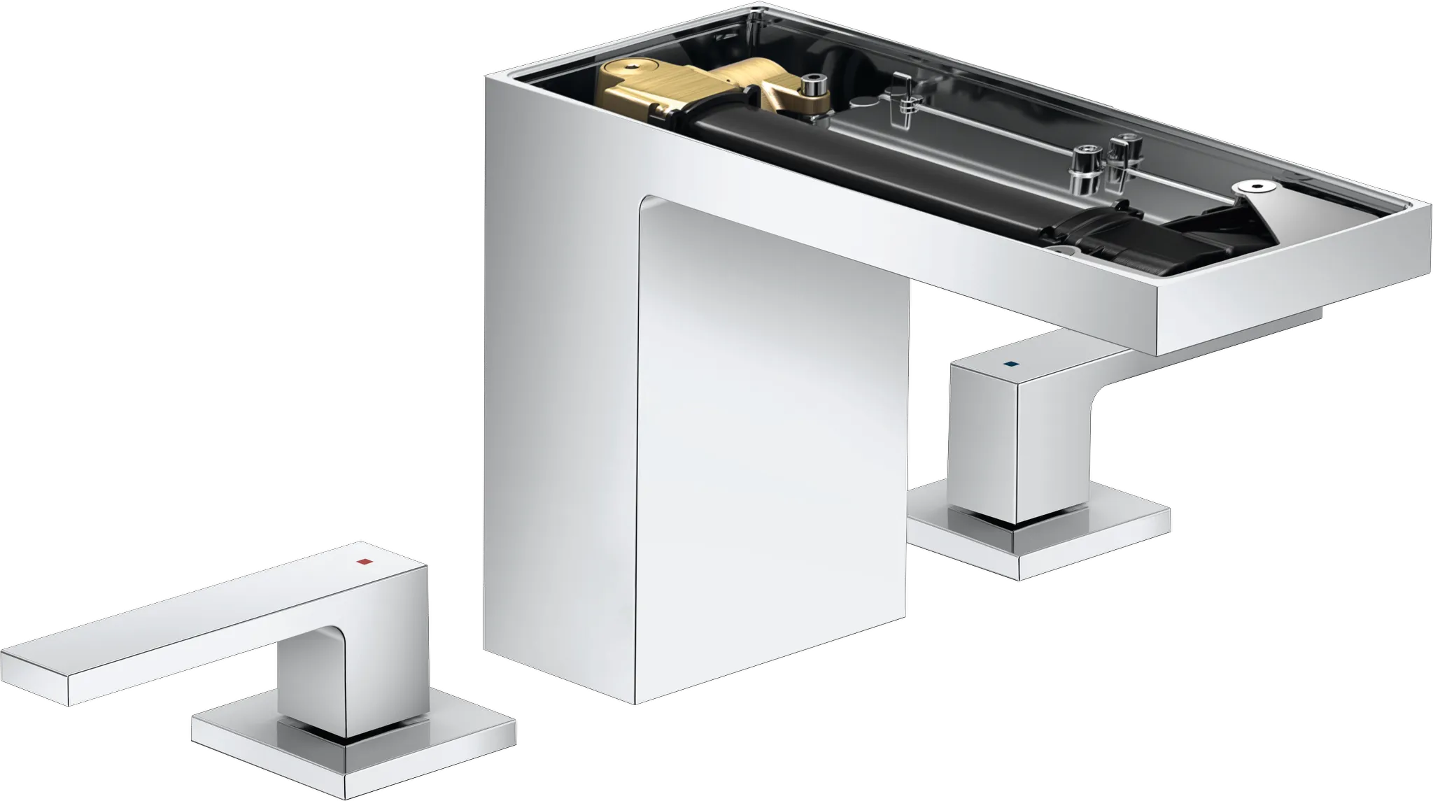 Hansgrohe AXOR MyEdition 3-Loch Waschtischarmatur 110 mit Push-Open Ablaufgarnitur Chrom Hansgrohe AXOR MyEdition 3-Loch Waschtischarmatur 110 mit Push-Open Ablaufgarnitur Chrom