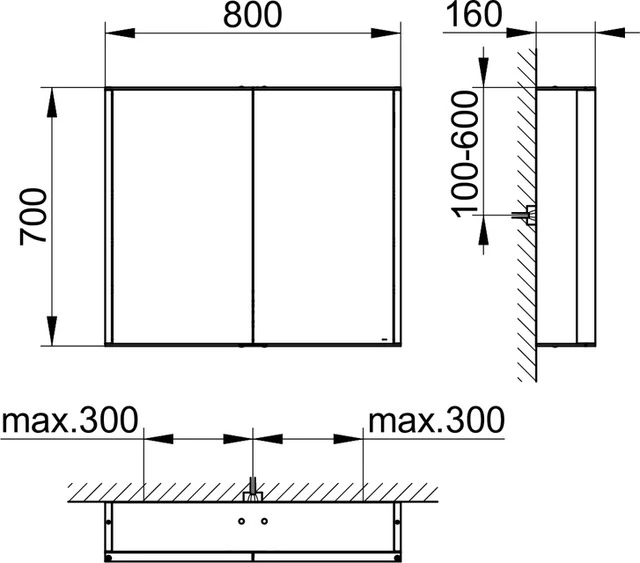 KEUCO Wandvorbau Spiegelschrank Wandvorbau „Royal Match“ in Silber (eloxiert), Aufputz, mit Steckdosen 800 × 700 × 160 mm KEUCO Wandvorbau Spiegelschrank Wandvorbau „Royal Match“ in Silber (eloxiert), Aufputz, mit Steckdosen 800 × 700 × 160 mm