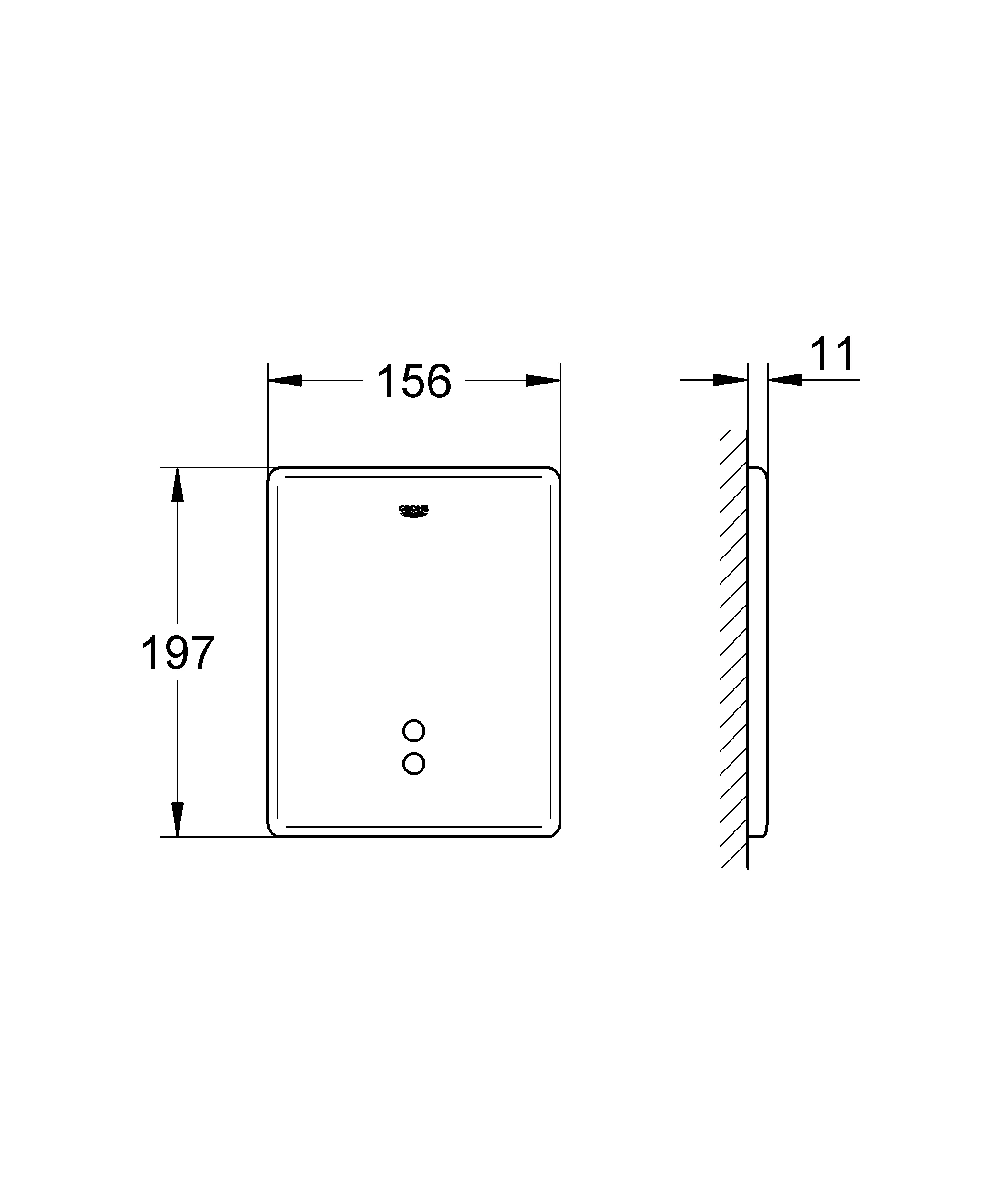 Infrarot-Elektronik Tectron Skate 37749, für Urinal, Fertigmontageset für Rohbauset 37 006, Wandeinbau, Trafo 230 V AC, 50 Hz, 3,2 VA, chrom