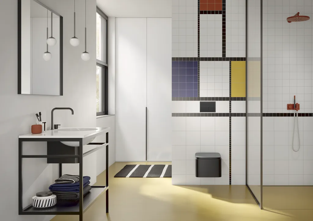 square II WC-Betätigungsplatte Zweimengentechnik, Glas schw. satiniert