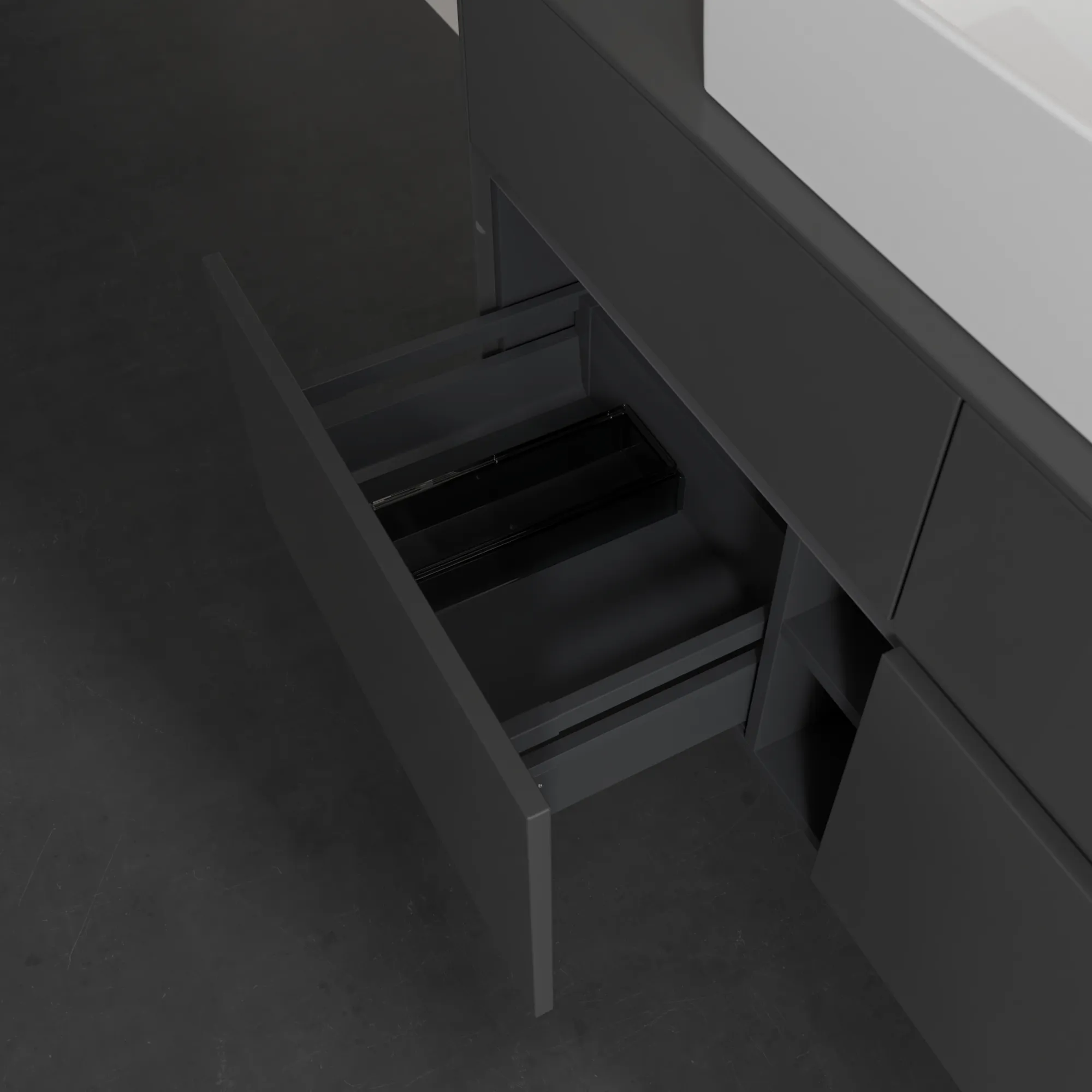 Villeroy & Boch Waschtischunterschrank „Collaro“ 1200 × 548 × 500 mm Glossy Grey, mit Beleuchtung, für Becken mittig