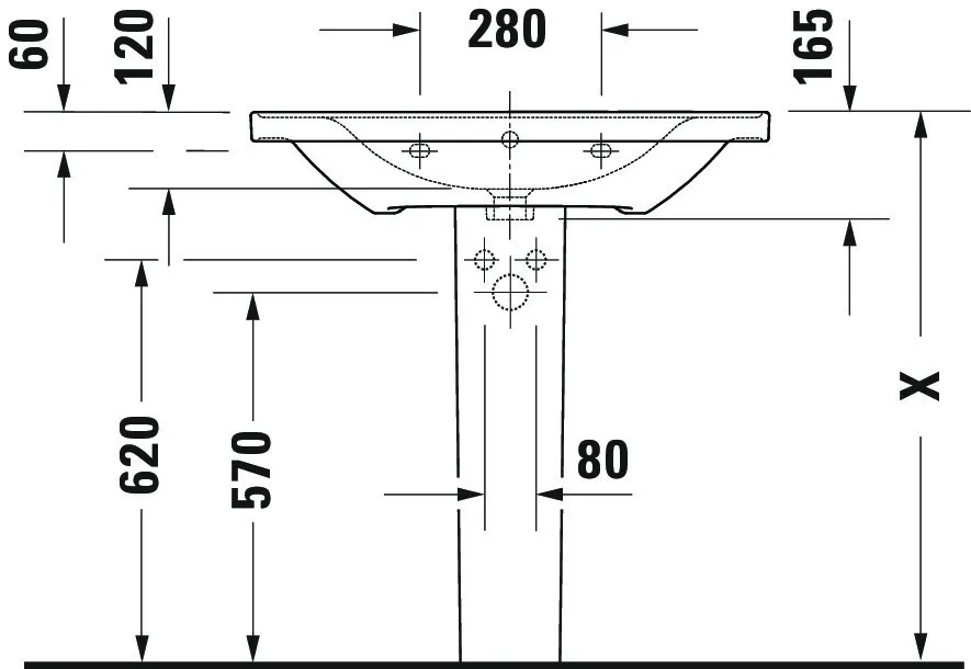 Wandwaschtisch „D-Neo“ 80 × 48 × 16,5 cm, mittig, Hahnlochposition mittig Wandwaschtisch „D-Neo“ 80 × 48 × 16,5 cm, mittig, Hahnlochposition mittig
