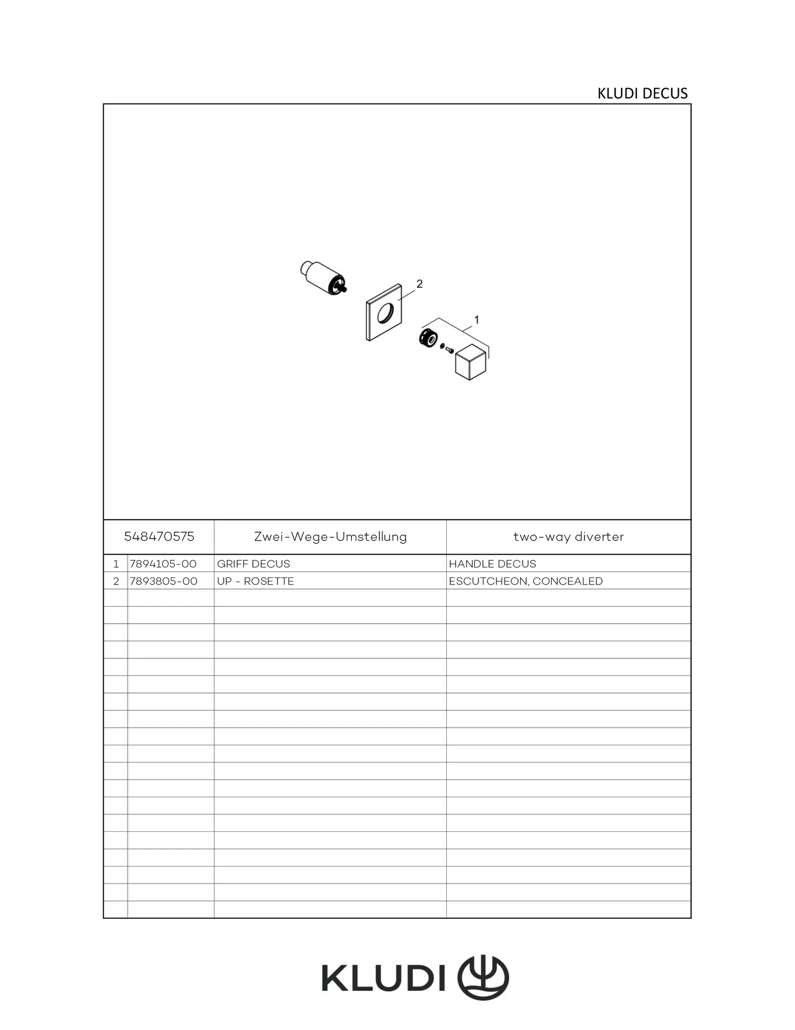 Kludi DECUS 2-Wege-Umstellung Feinbau-Set chrom Kludi DECUS 2-Wege-Umstellung Feinbau-Set chrom