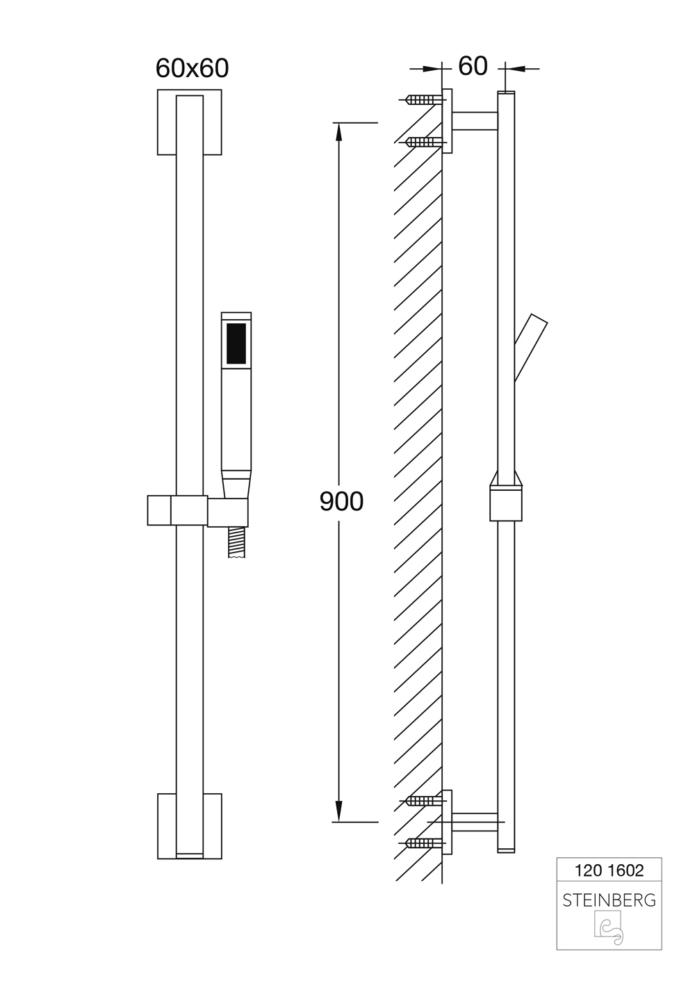 Serie 120 Brausegarnitur 90 cm, mit Stabandbrause und Metallbrauseschlauch 180 cm, chrom