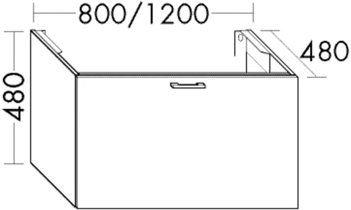 Burgbad Waschtischunterschrank Sys30, 1 Auszug, 480x1200x480 mm, inkl. Metallkonsolen und cleanFlow