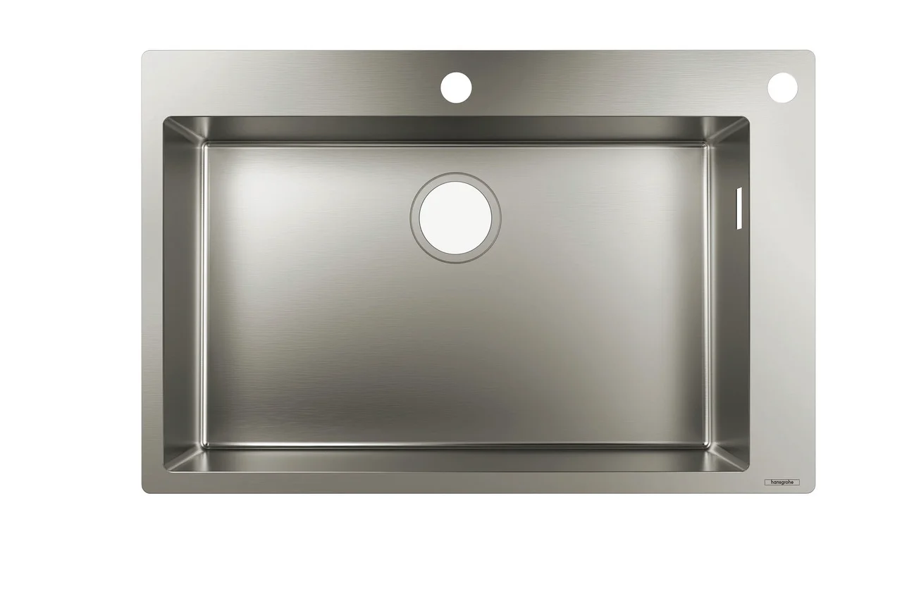 Hansgrohe Einbauspüle S71, Edelstahl, 740 x 480 mm, 1 Hauptbecken, flach aufliegend oder flächenbündig