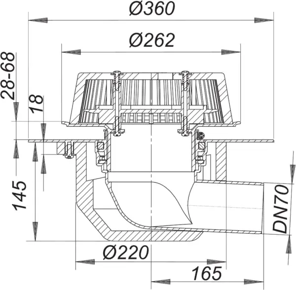 Notablauf SuperDrain 64 PVC, DN 70