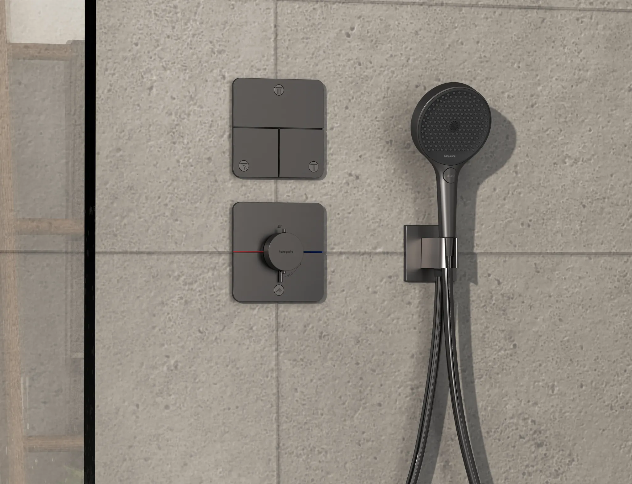 Hansgrohe ShowerSelect Comfort Q Thermostat Unterputz Brushed Black Chrome Hansgrohe ShowerSelect Comfort Q Thermostat Unterputz Brushed Black Chrome