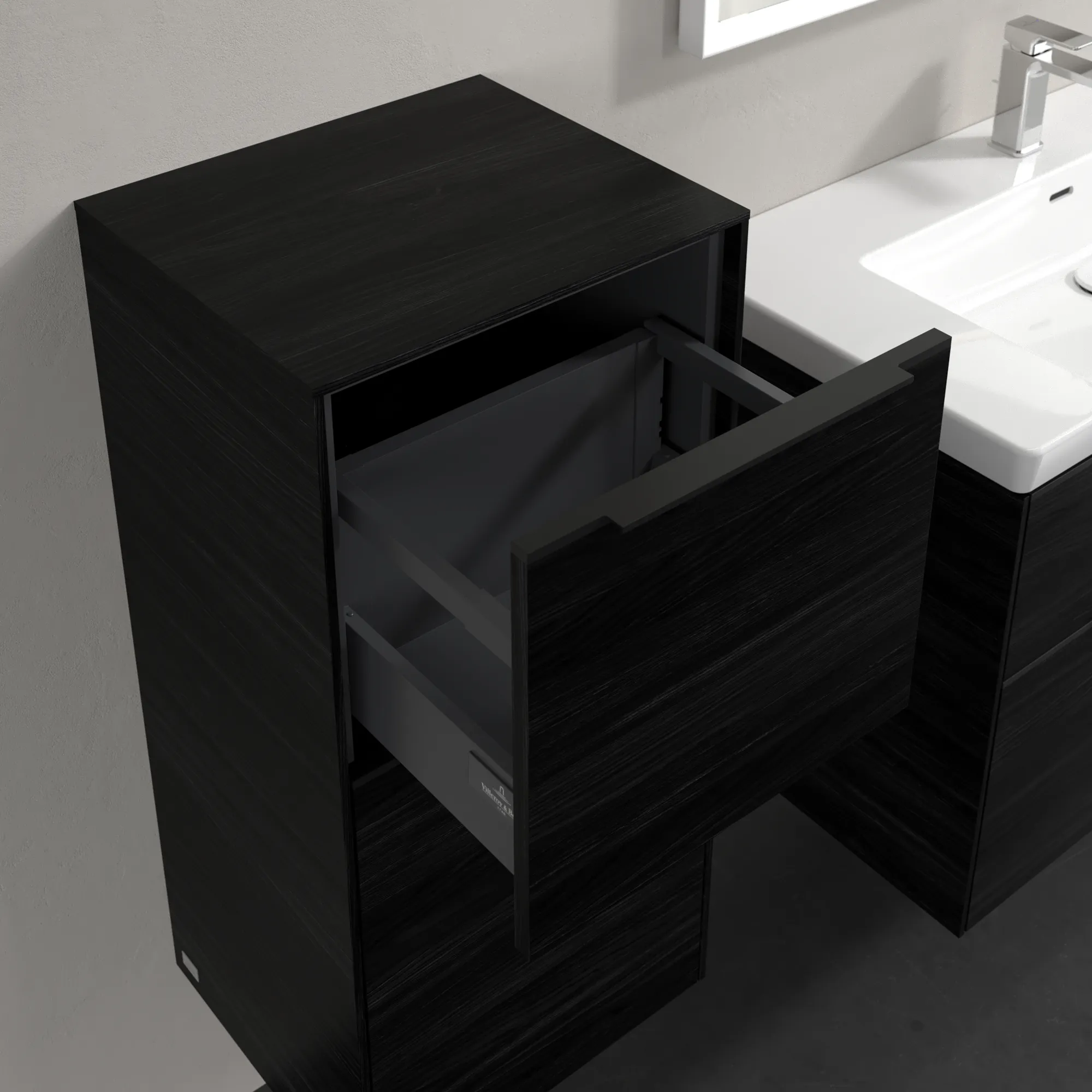 Villeroy & Boch Seitenschrank „Subway 3.0“ 40 × 86 × 36,2 × 36,2 cm 1 Auszug, 1 Tür, Anschlag (Scharnier) links, 1 Tür, Anschlag links
