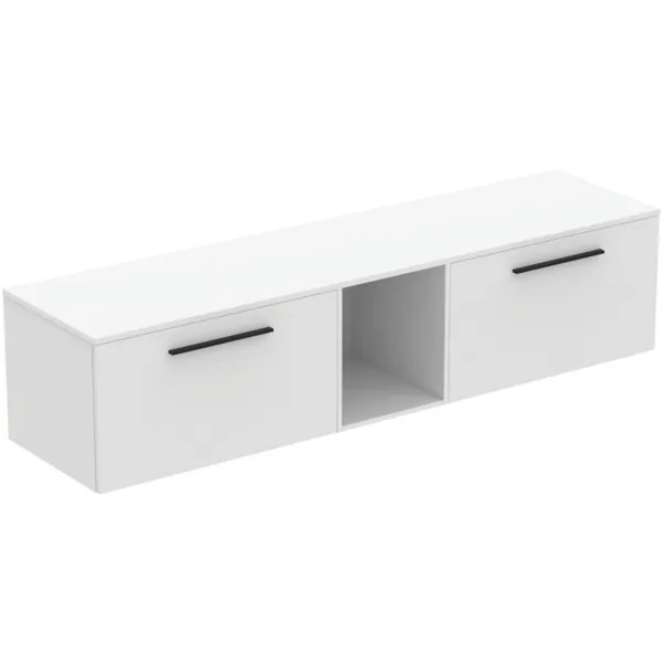 Ideal Standard i.life B 200cm Möbel-Set 2 Auszüge 1 offenes Fach (mittig) Griff Schwarz Weiß matt Ideal Standard i.life B 200cm Möbel-Set 2 Auszüge 1 offenes Fach (mittig) Griff Schwarz Weiß matt