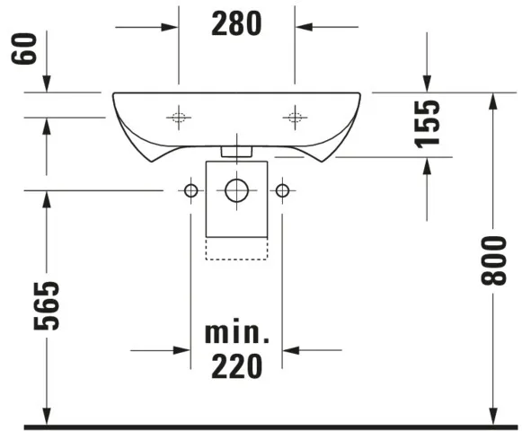 Waschtisch Vital Med „D-Code“, Form rechteckig 60 × 55,5 cm