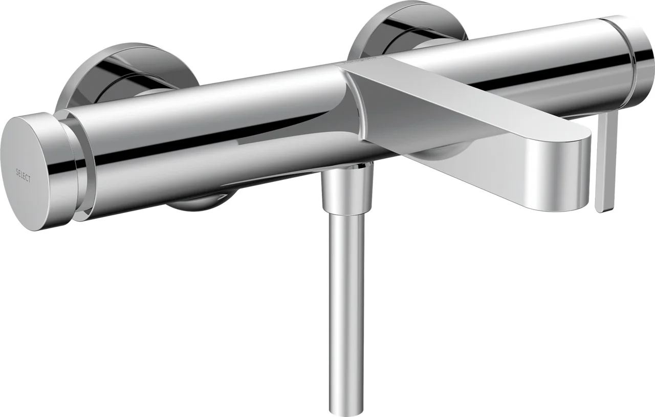 Hansgrohe Finoris Wannenmischer Aufputz Chrom, Ausladung 194 mm, 2 Verbraucher, Keramikmischsystem, Druckumsteller Select