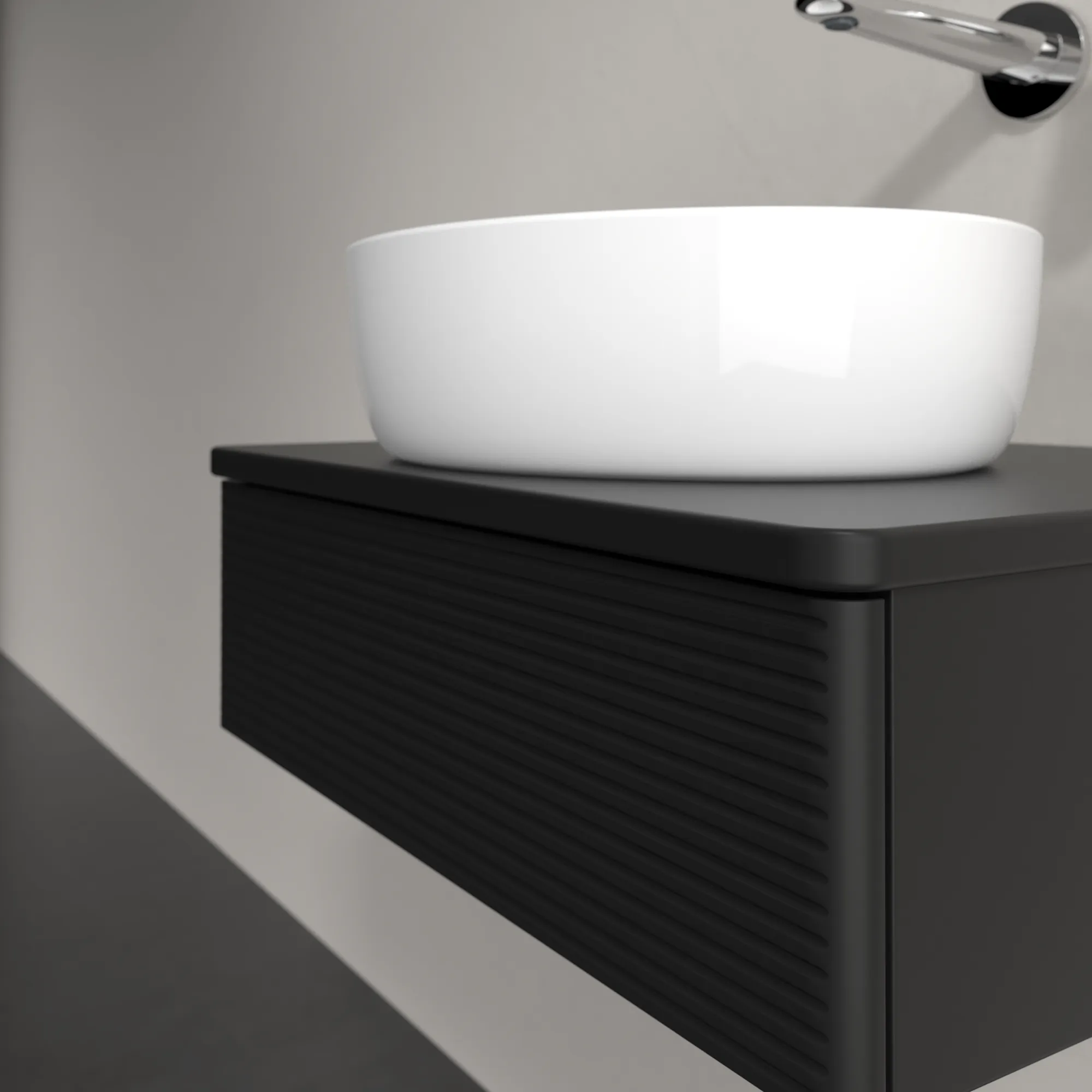 Villeroy & Boch Waschbeckenunterschrank Antao K07110PD, eckig, 600x190x500 mm, Black Matt Lacquer, mit SoftClosing und Push-to-open Funktion Villeroy & Boch Waschbeckenunterschrank Antao K07110PD, eckig, 600x190x500 mm, Black Matt Lacquer, mit SoftClosing und Push-to-open Funktion
