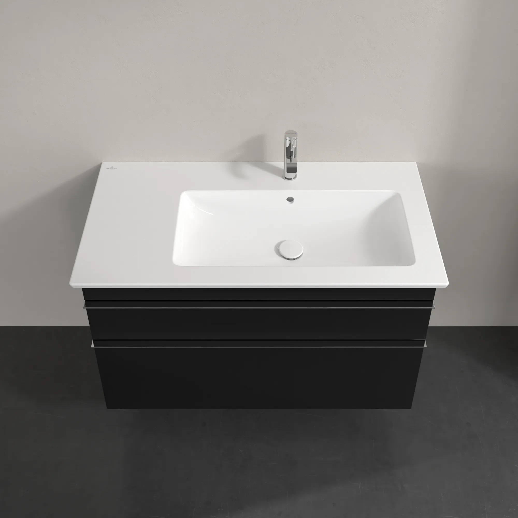 Villeroy & Boch Waschtischunterschrank „Venticello“ für Schrankwaschtisch 953 × 590 × 502 mm Volcano Black, für Becken rechts