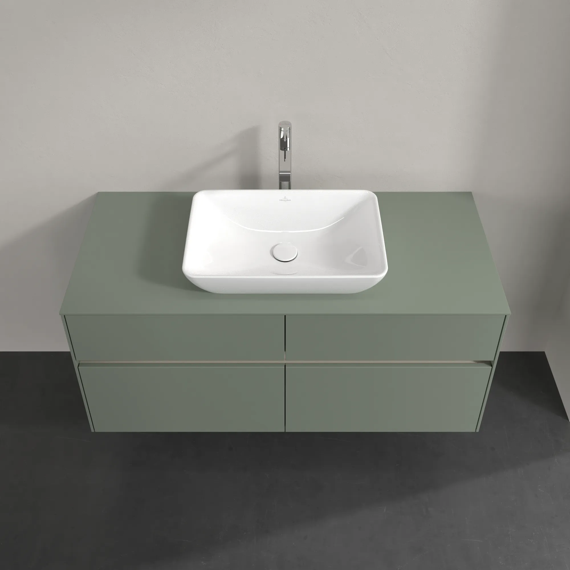 Villeroy & Boch Waschtischunterschrank „Collaro“ 1200 × 548 × 500 mm Soft Green, ohne Beleuchtung, für Becken mittig Villeroy & Boch Waschtischunterschrank „Collaro“ 1200 × 548 × 500 mm Soft Green, ohne Beleuchtung, für Becken mittig