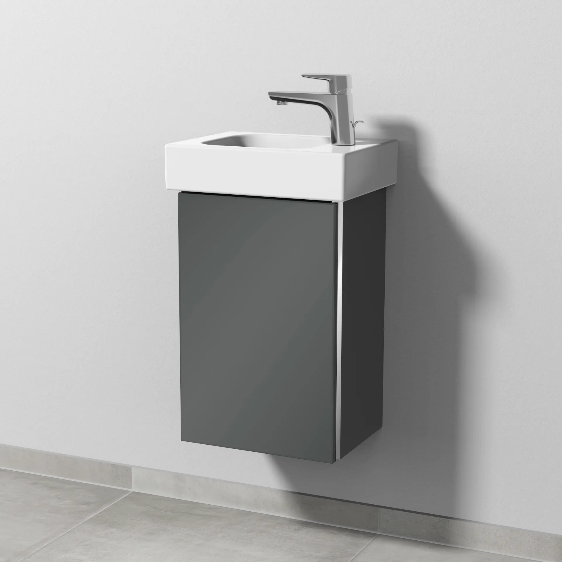 Sanipa Waschtischunterschrank „3way“ passend zu Keramik-Waschtische iCon von Geberit 335 × 523 × 267 mm in Anthrazit (glanz), Anschlag links Sanipa Waschtischunterschrank „3way“ passend zu Keramik-Waschtische iCon von Geberit 335 × 523 × 267 mm in Anthrazit (glanz), Anschlag links