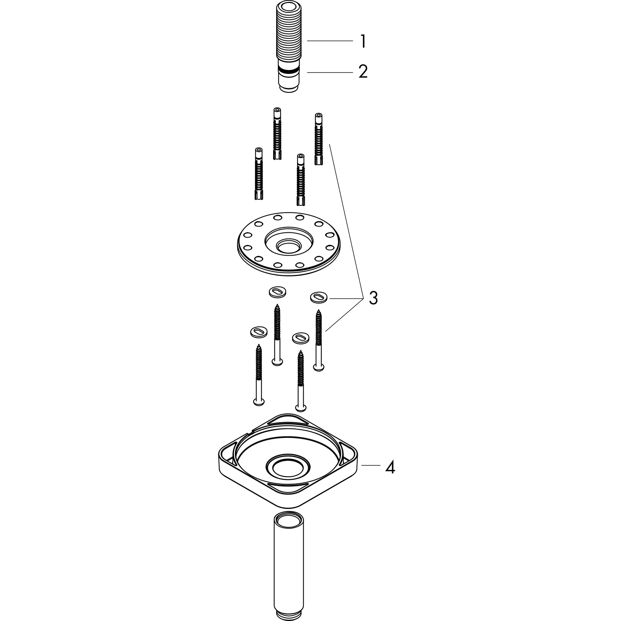Decken-Anschlussstück Axor DN15 300mm softsquare chrom