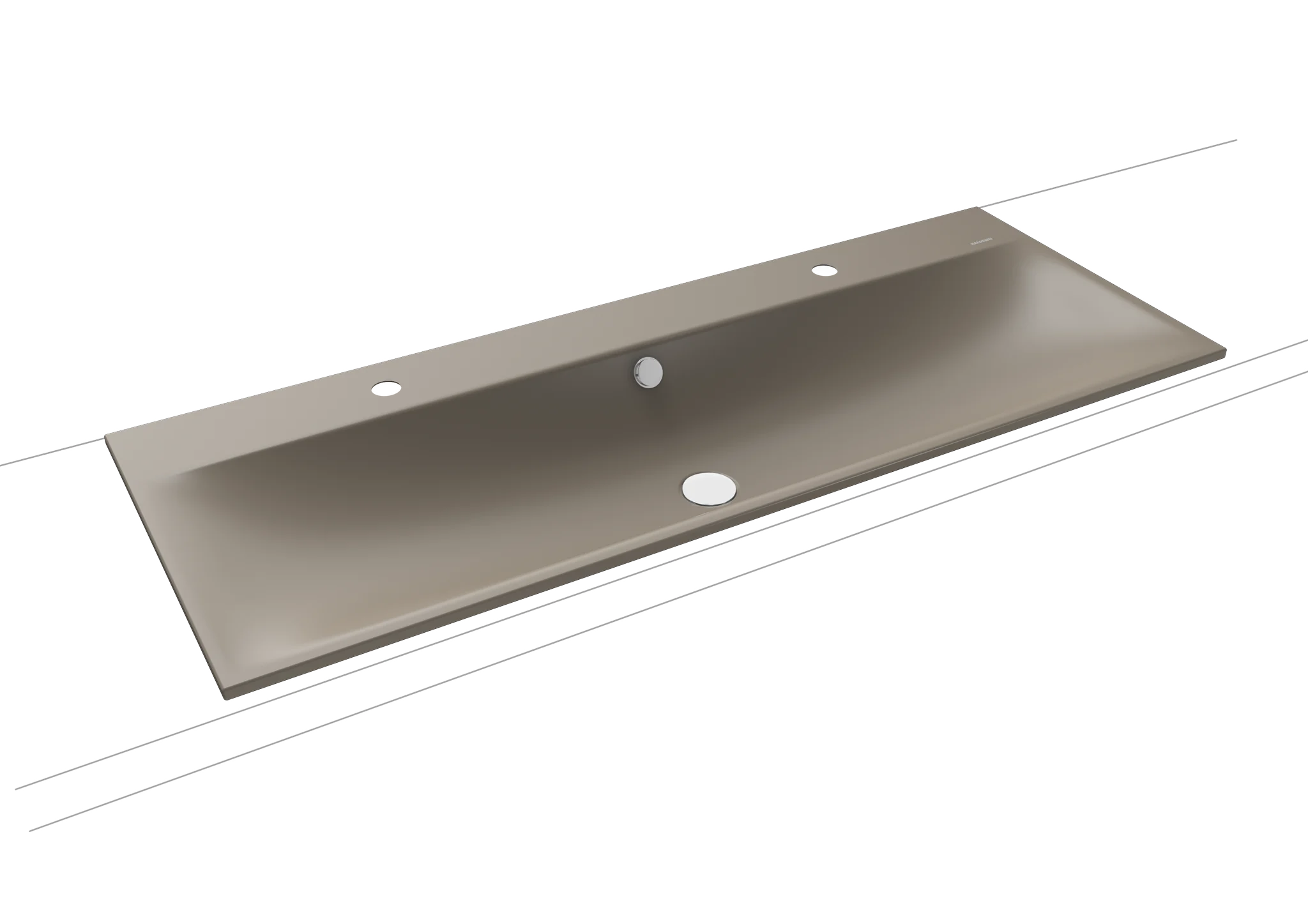 Kaldewei SILENIO Einbau-Doppelwaschtisch, 1200x460 mm, warm grey 60, Perl-Effekt, Antidröhn, 2x 1HL, mit Überlauf, alpinweiß