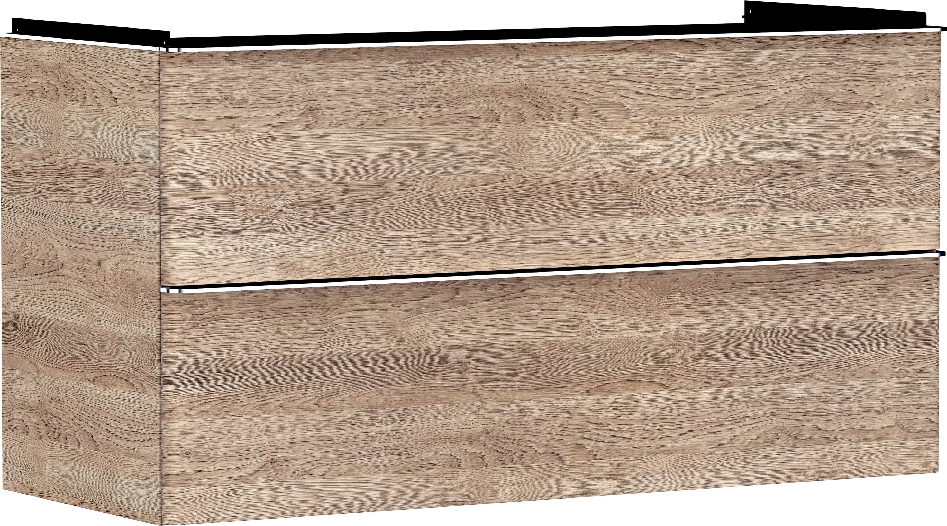 Hansgrohe Xelu Q Waschtischunterschrank Eiche Natur, 1.180 x 475 mm, 2 Schubkästen, verchromte Griffe, SoftClose, vormontiert