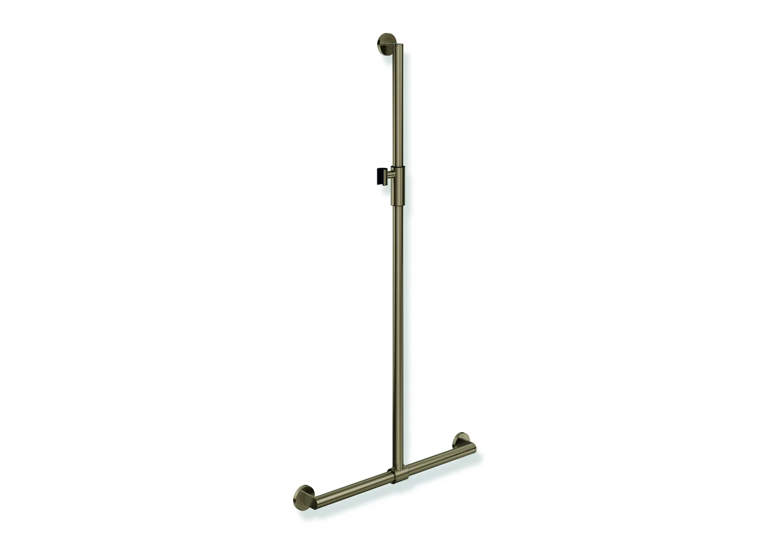 HEWI Duschhandlauf System 900, PVD-beschichtet in Bronze gebürstet, 1250 mm senkrecht, 610 mm waagerecht, Durchmesser 32 mm