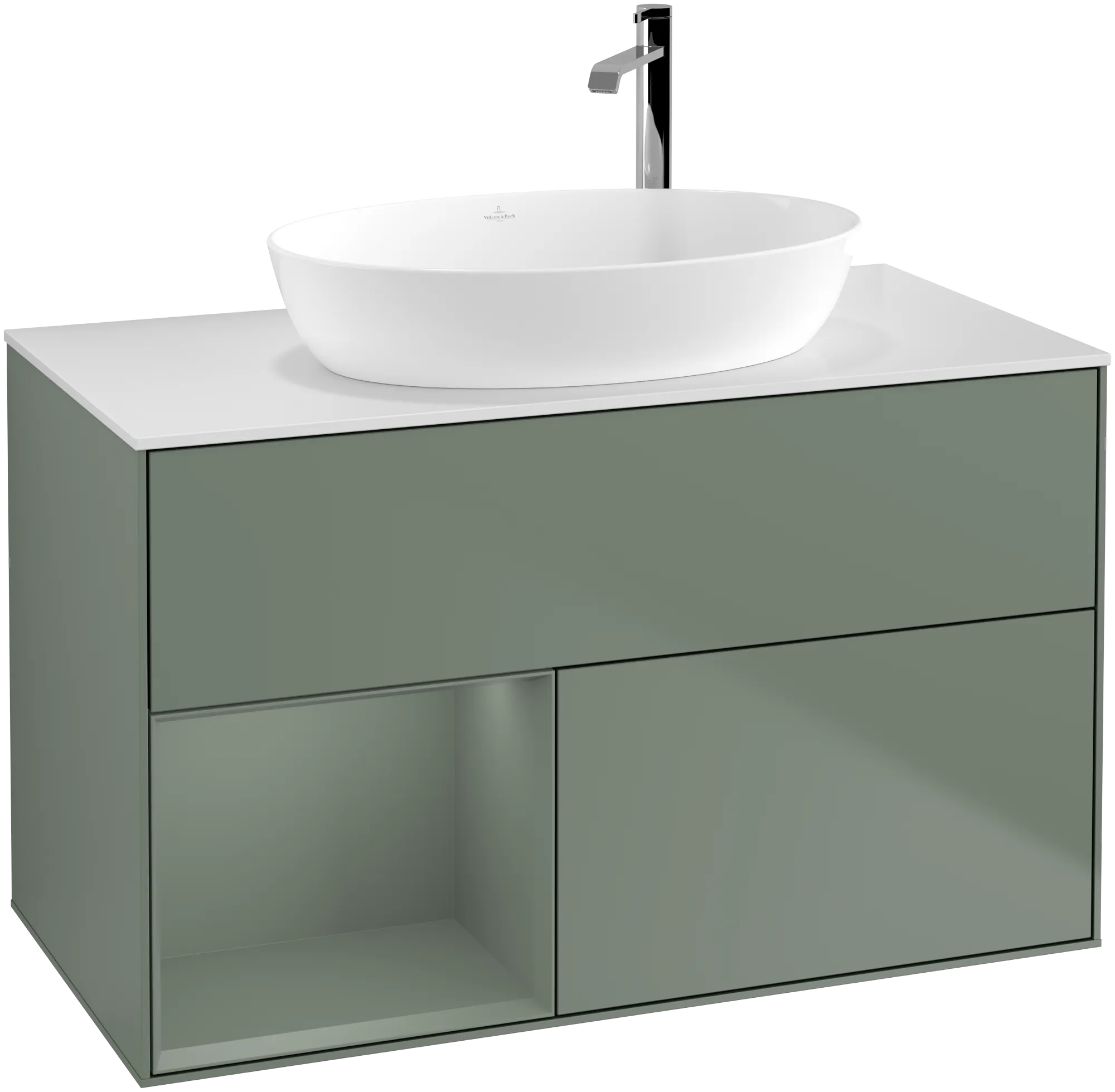 Villeroy & Boch Finion Waschbeckenunterschrank F89 1000x603x501mm Olive Matt/Glass White Matt