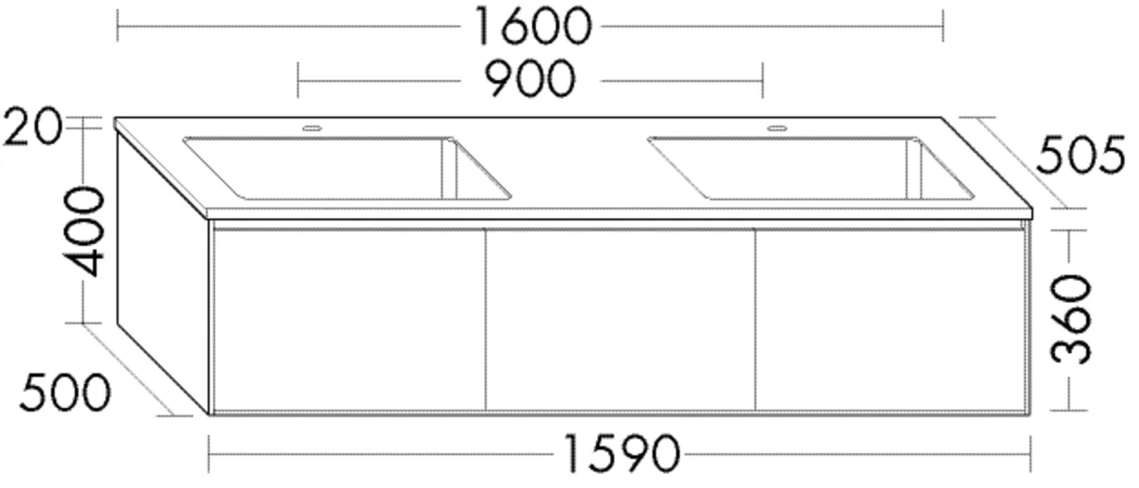 burgbad Badmöbelset „rc40Solitaire“ 164 × 46 cm in Weiß Solid Matt