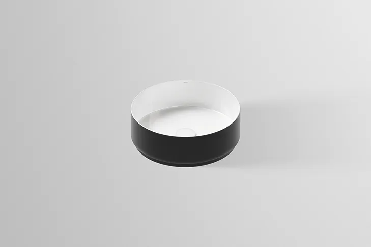 Waschbecken „KE-Serie“ 400 × 114 mm in Weiß / Mattschwarz, mit ProShield Waschbecken „KE-Serie“ 400 × 114 mm in Weiß / Mattschwarz, mit ProShield