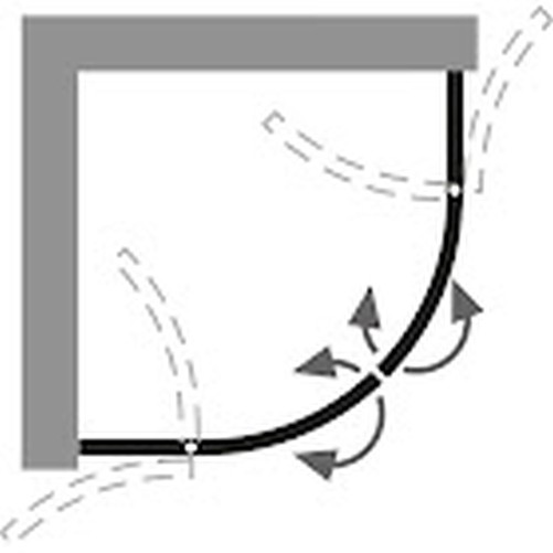 HSK rahmenlos Runddusche pendelbar 4-teilig „Aperto Pur“ Glas Linea 02, Scharniere Schwarz-matt, Sondergröße HSK rahmenlos Runddusche pendelbar 4-teilig „Aperto Pur“ Glas Linea 02, Scharniere Schwarz-matt, Sondergröße